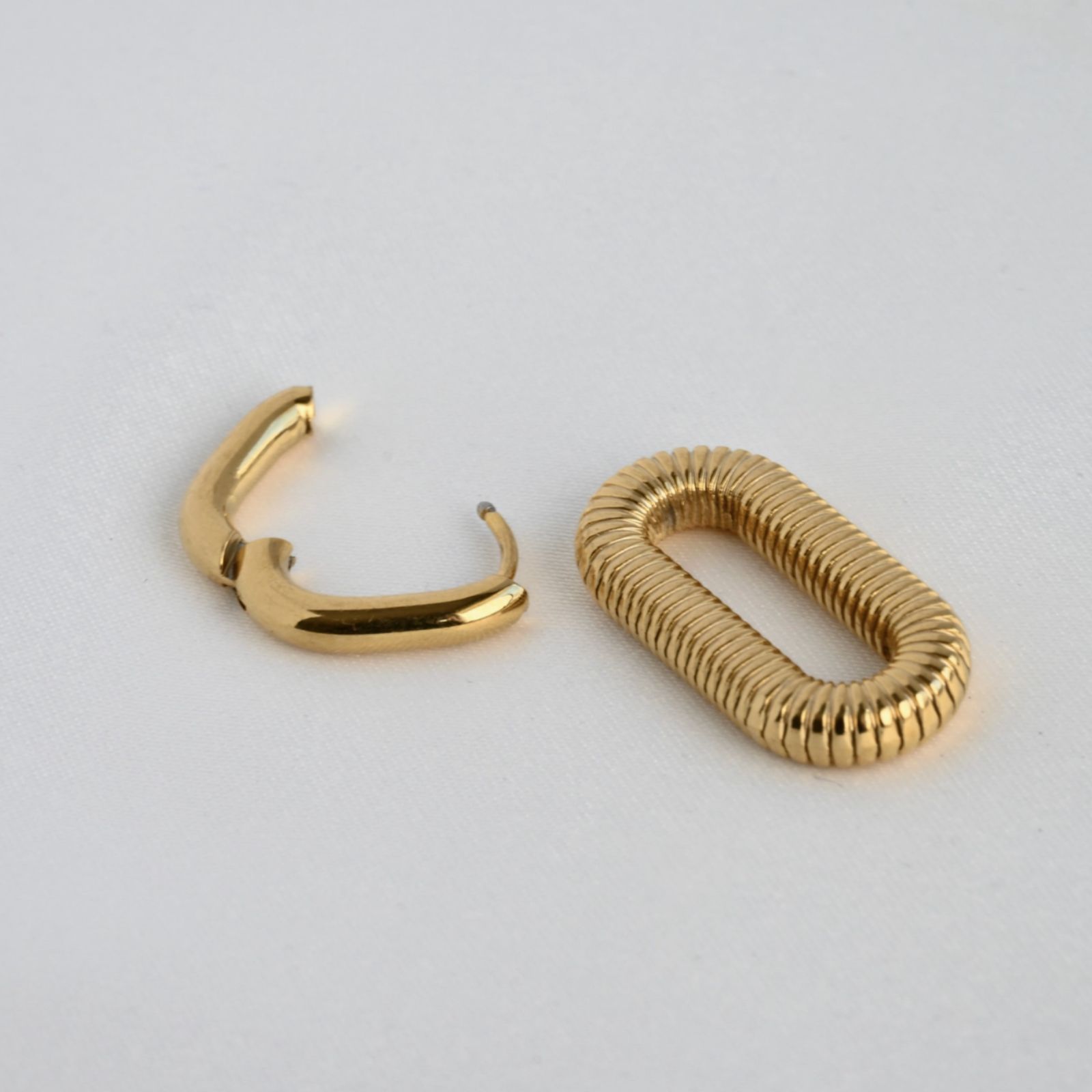 18k Gold Double Hoops - Waterproof Double Link Hoop Earrings - Detached