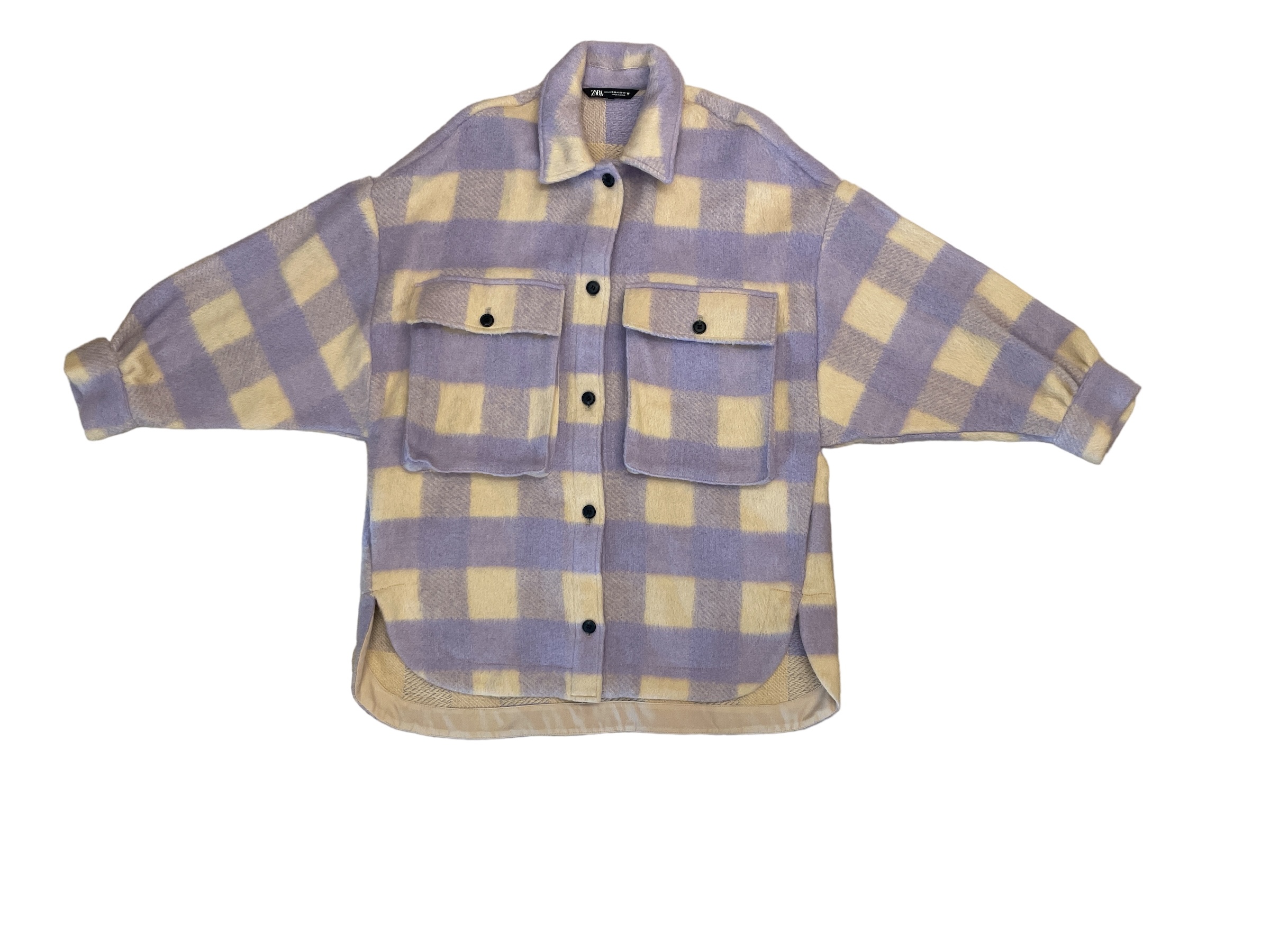 Zara_Checked_Shirt_Jacket_Beige_Lilac_Front