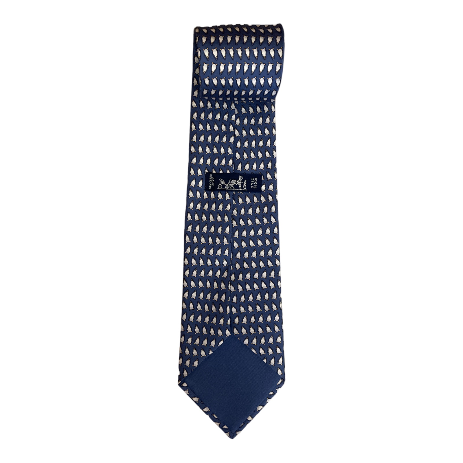 HERMES_Paris_Silk_Blue_Penguin_Pattern_Neck_Tie_Mens_Back HERMES_Paris_Silk_Blue_Penguin_Pattern_Neck_Tie_Mens_Back