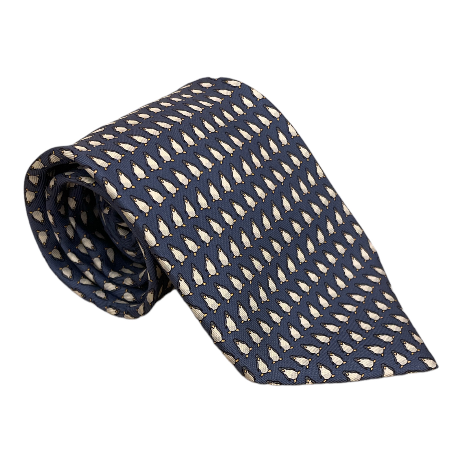 HERMES_Paris_Silk_Blue_Penguin_Pattern_Neck_Tie_Mens_Front HERMES_Paris_Silk_Blue_Penguin_Pattern_Neck_Tie_Mens_Front