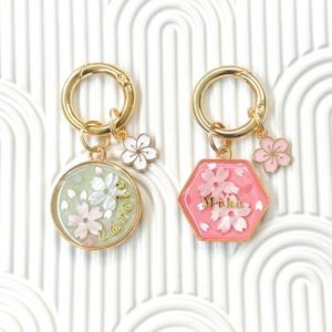 Matching Cherry Blossom Keychain/Pet Tag