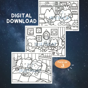 Cozy Couple 3 Colouring Page Set